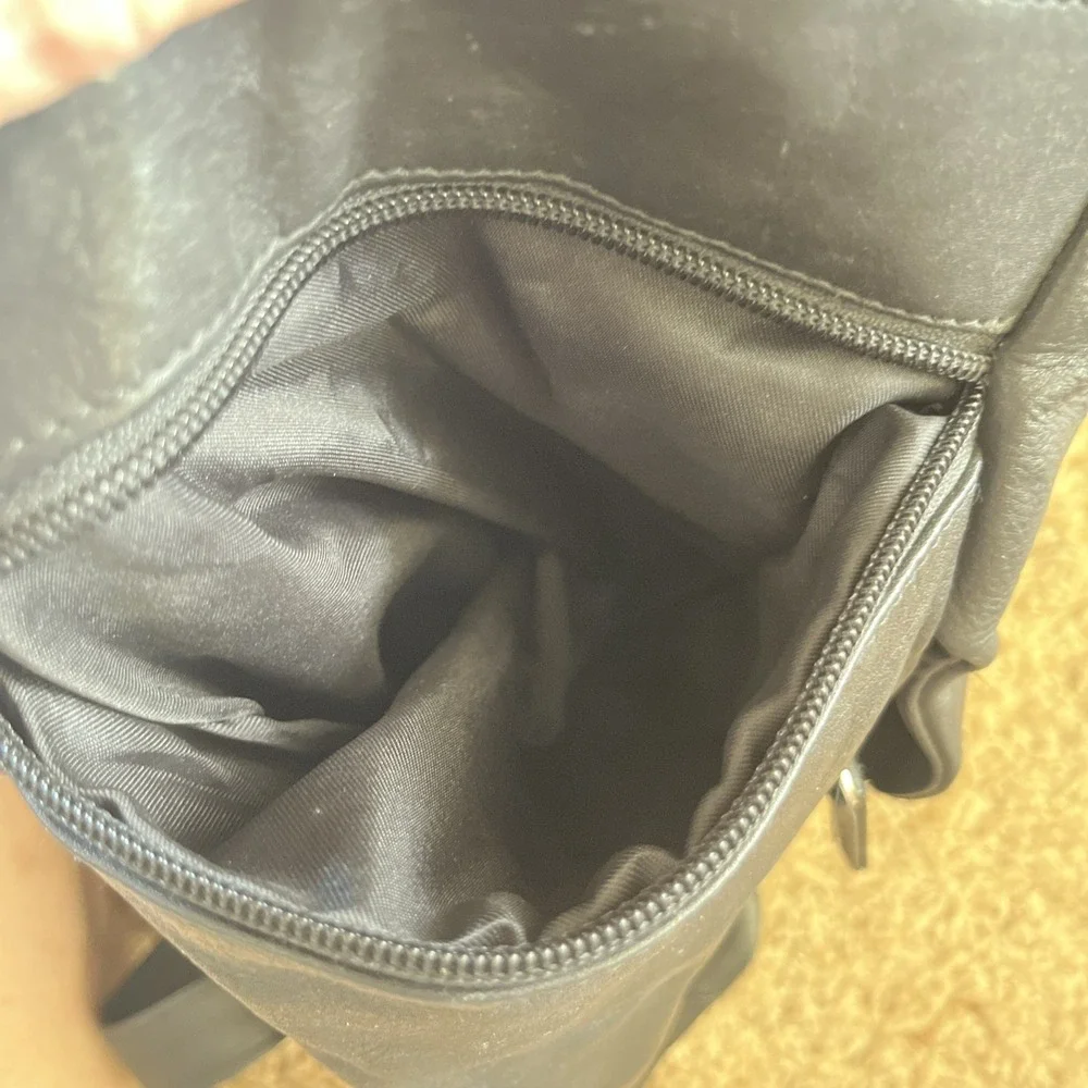 GREAT AMERICAN LEATHERWORKS Black Genuine Leather Organizer‎ Backpack NWOT